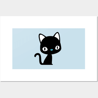 Cute black cats and fish bones Posters and Art